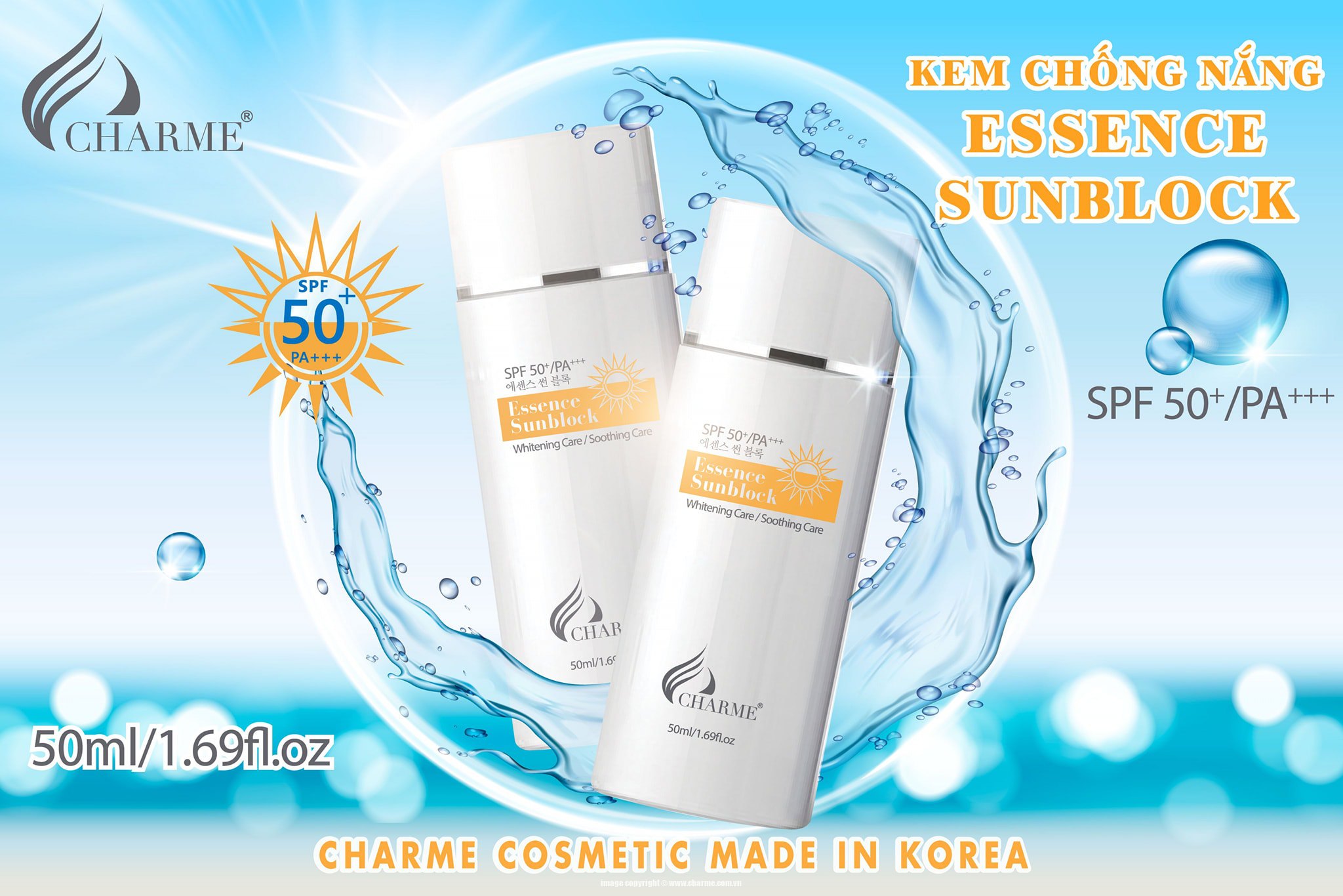 Kem Chống Nắng Charme Essence Sunblock 50ml – Made in Korea