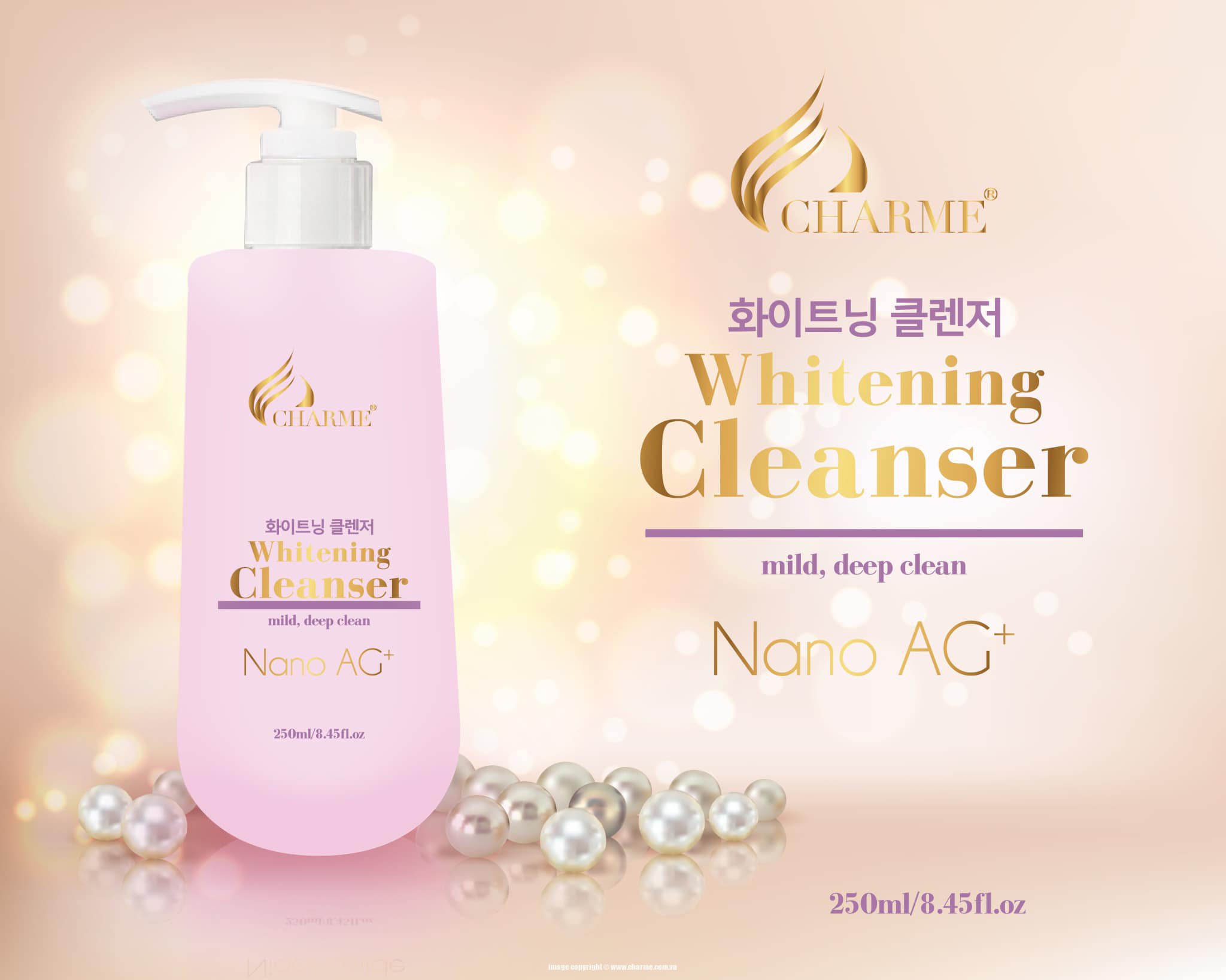 Sữa Tắm Charme Whitening Cleanser Ag+ Hàn Quốc 250ml