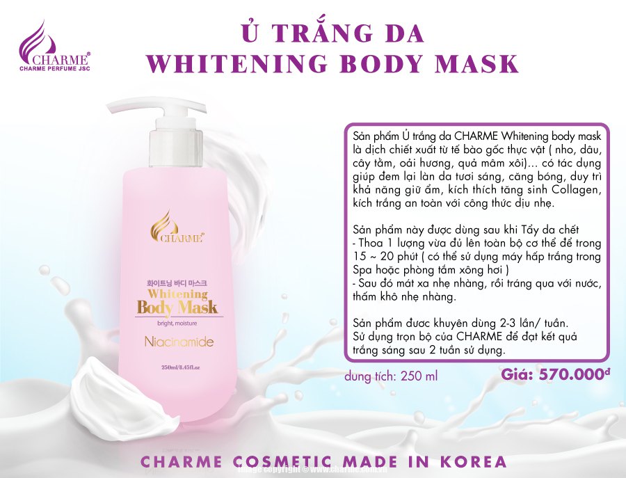 Kem Ủ Trắng Da Whitening Body Mask 250ml – Charme Hàn Quốc